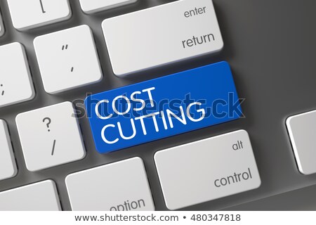 Stock photo: Keyboard With Blue Key - Cost Cutting 3d Rendering