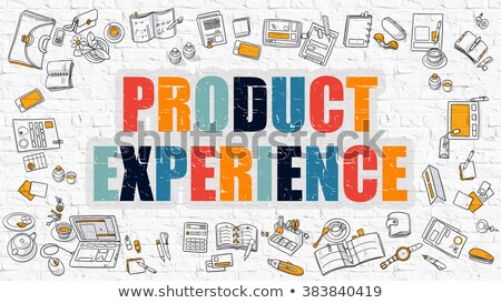 Stockfoto: Product Experience Concept Multicolor On White Brickwall