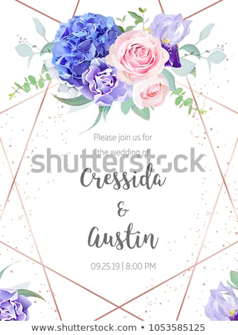 Stok fotoğraf: Pink And Blue Card Banner With Art Deco Shape