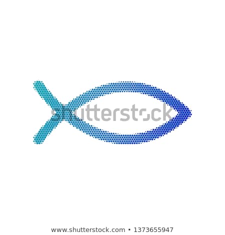 Stok fotoğraf: Halftone Dotted Christian Symbol Jesus Fish Icon Isolated On White Backgroundthe Fish Symbol Is A