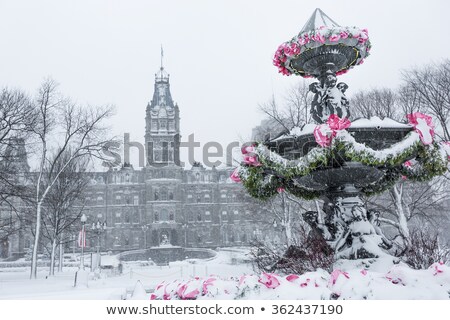 Stock photo: Tourny Fountain Convention Center In Winter Snowstorm