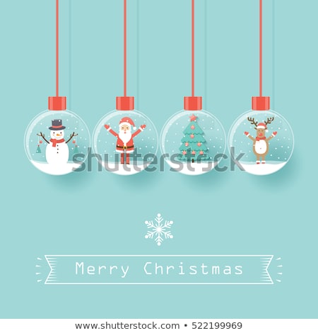 ストックフォト: Christmas Card With Santa Snowman And Reindeer