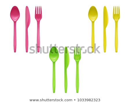 Stock photo: Disposable Tableware Set Of Colored Plastic Forks