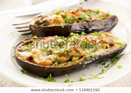 Foto stock: Stuffed Eggplant Gratin
