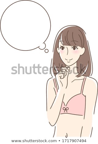 Сток-фото: Cartoon Pretty Woman In Underwear With Thought Bubble
