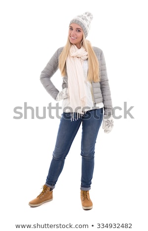 Сток-фото: Pretty Girl In Warm Clothes Isolated On White