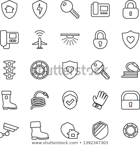 Foto stock: Protection And Safety Icon Grey Button Design