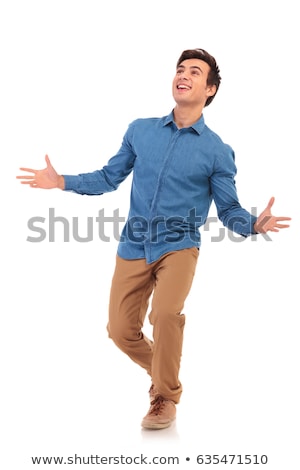 Stock fotó: Man In Standing Surprised Pose On White Background