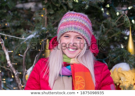 Foto stock: Young Real Blond Woman In Scarf