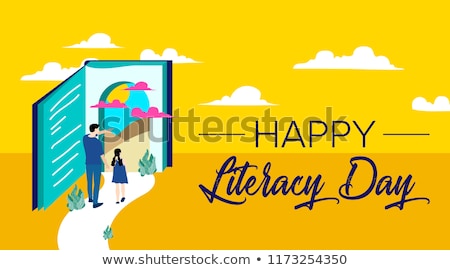 Foto stock: Happy Literacy Day Poster Vector Illustration