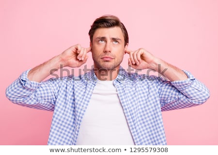 ストックフォト: Man Covering His Ears With Finger