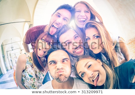 Foto stock: Happy Teenage Friends Having Fun In Summer