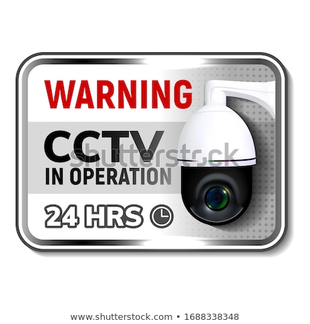 Zdjęcia stock: Cctv Camera On Warning Nameplate Poster Vector