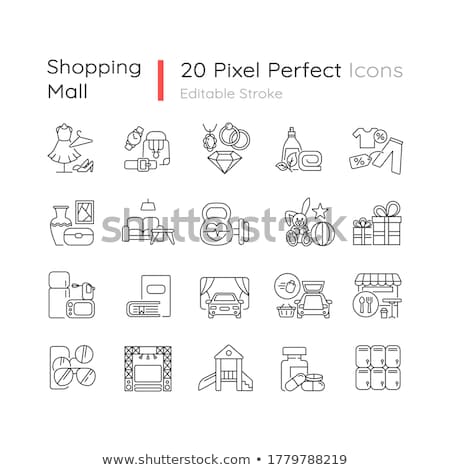 Stock fotó: Shopping Mall Products Pixel Perfect Linear Icons Set