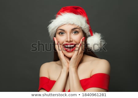 ストックフォト: Winter Girl With Hat Santa Claus