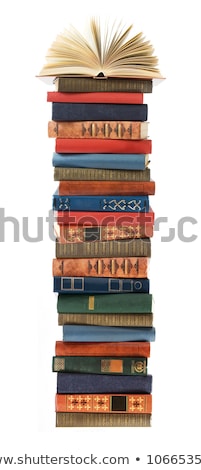 Сток-фото: A Stack Of Old Books With Gold Stamping On A White Background Is