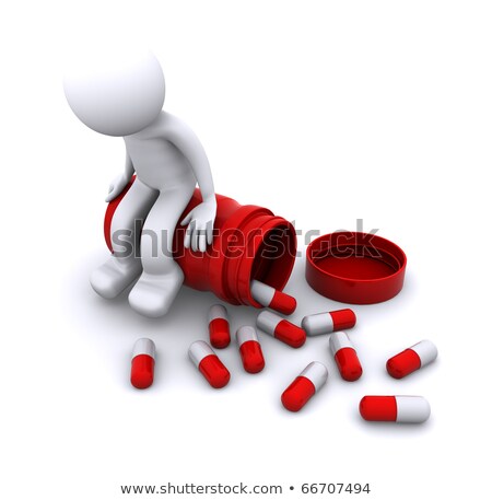 Stock fotó: Sick 3d Character Sitting On Pill Pot