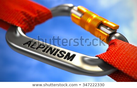 Foto stock: Chrome Carabiner With Text Climbing