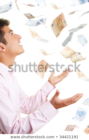 Stok fotoğraf: Corporate Business Man Catching Money Falling From The Sky