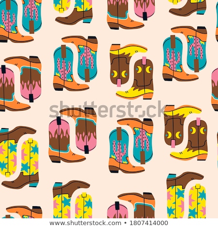 Stock photo: Colored Wild West Concept Icons Pattern