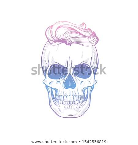 Foto d'archivio: Angry Skull With Cirly Hairstyle
