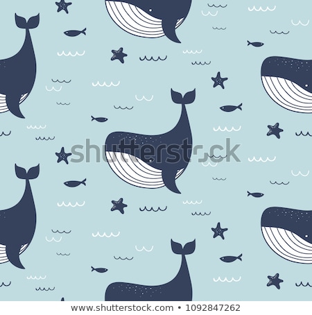 Foto stock: Ocean Killer Shark Whale Seamless Pattern Vector