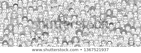Stok fotoğraf: Hand Drawn Seamless Pattern With Happy Families