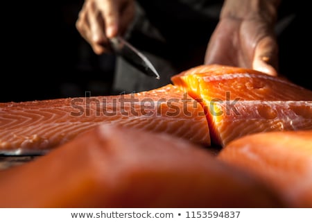 Stock photo: Hands Cook With Smoked Salmon