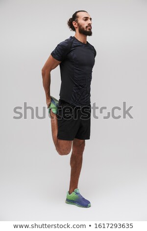 Stock fotó: Image Of Masculine Brunette Sportsman Wearing Tracksuit Doing Wo