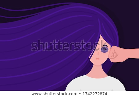 Zdjęcia stock: Stop Domestic Violence Woman Is Punched In Face By Aggressor Girl With Purple Hair Concept Is For