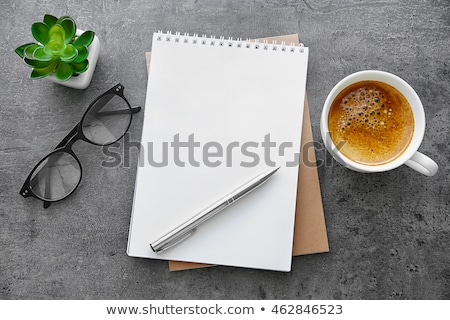 Stock fotó: Green Cup And Note Paper