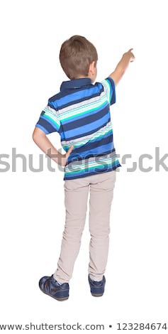 Child Pointing At Wall Rear View Isolated Over White Foto stock © g215