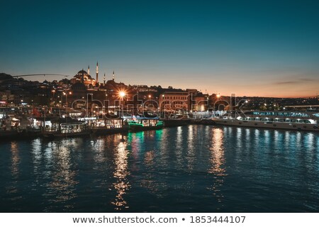 Stock fotó: Night View On The Restaurants At The End Of The Galata Bridge S