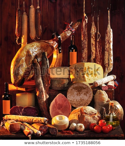 Foto stock: The Rustic Still Life With Sausage