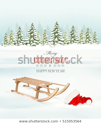 ストックフォト: Wooden Sledge In Winter Snow