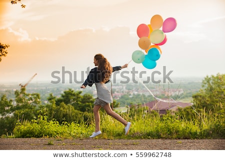 Stock photo: Girl Jumping On Hill