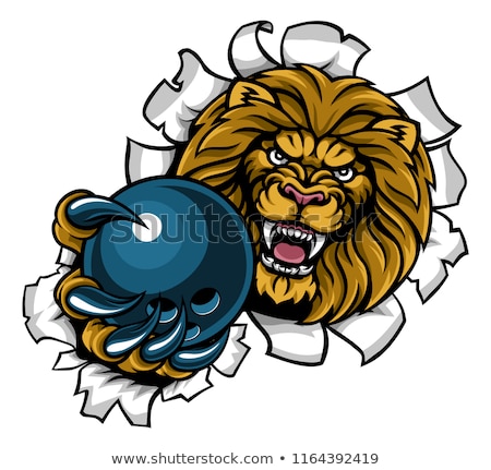 Stok fotoğraf: Lion Bowling Ball Sports Mascot