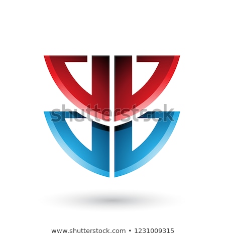 Foto stock: Red And Blue Shield Like Shape Of Letter B Vector Illustration