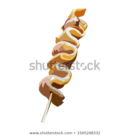 Kebab With Squid On Stick Icon Isolated On White Background Spicy Tasty Seafood Snack Vector Illus Zdjęcia stock © MarySan
