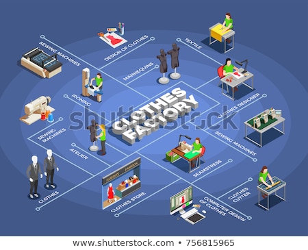 Foto stock: Manufacturing Clothes Designer And Sewing Vector