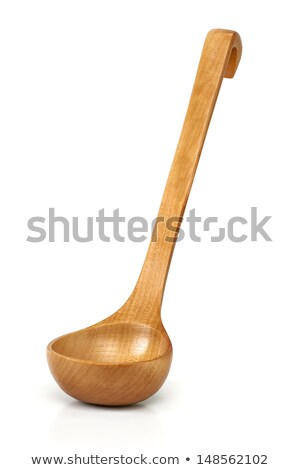 Foto stock: Old Wooden Ladle Isolated On White Background