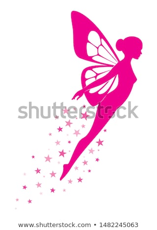 Stockfoto: Ilhouet · van · een · mooie · jonge · vrouw · met · engelenvleugels