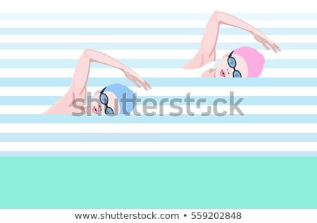 Foto stock: Sketches Of A Young Girl Swimming