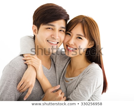 Stock fotó: Closeup Portrait Of A Calm Cheerful Couple