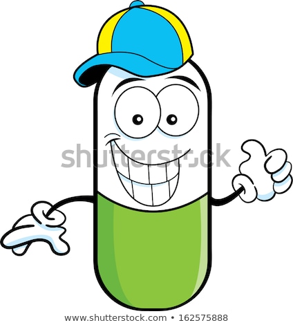 ストックフォト: Pill Capsule Wearing A Baseball Cap