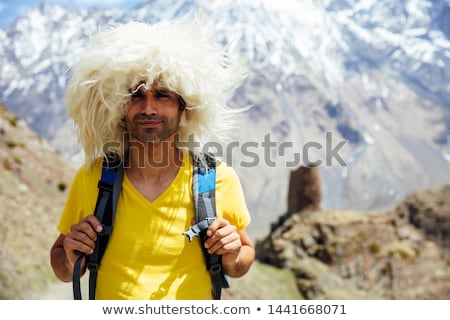 Stock photo: Hiker With Traditional Papakha Fur Hat At Mtskheta Mtianeti Regi