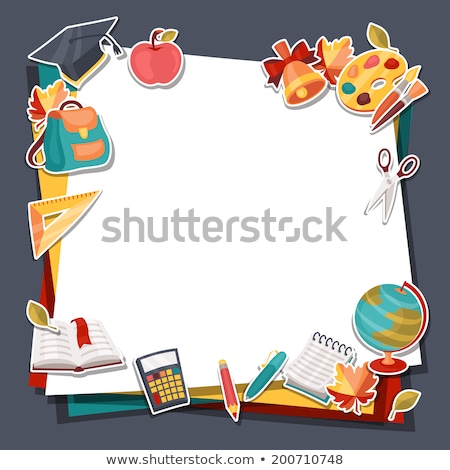 Foto stock: Pupil And Backpack Back To School Sticker Vector