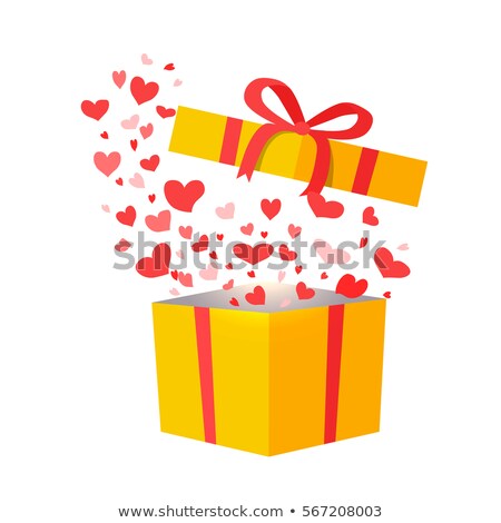 Foto d'archivio: Outflying Hearts From Present On White Background