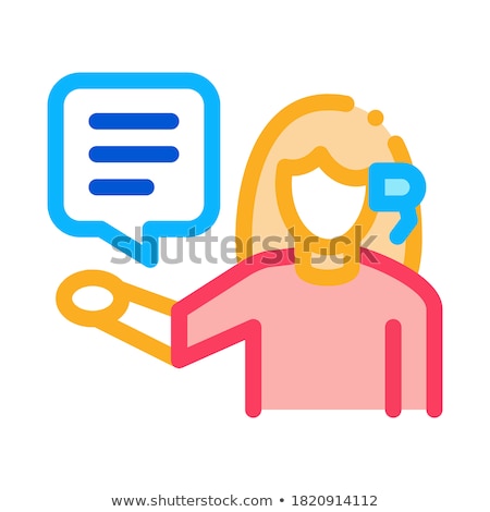 Stock photo: Woman Verbal Help By Phone Icon Vector Outline Illustration