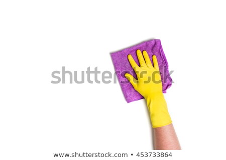 Stock photo: Housewife Holding A Sponge And A Product